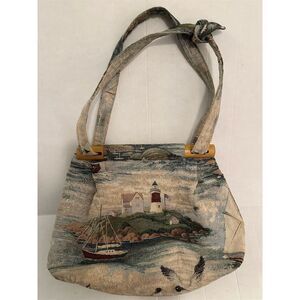 The Mouse Housery Women's Nautical Lighthouse Tapestry Tote Bag Multi-Color